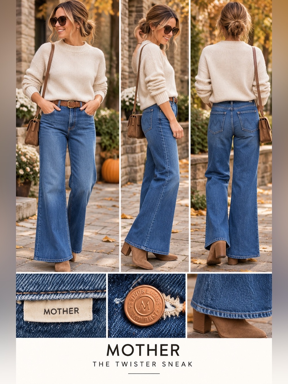 MOTHER The Twister Sneak Local Charm High Rise Wide Leg Jeans 30